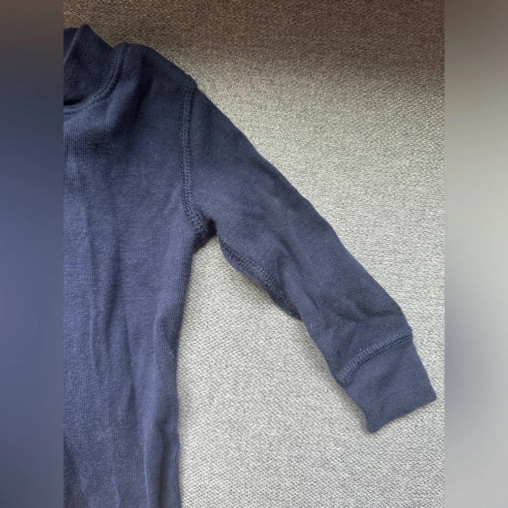 Hanna Andersson 100% Organic Cotton Navy Zip Footed Pajamas